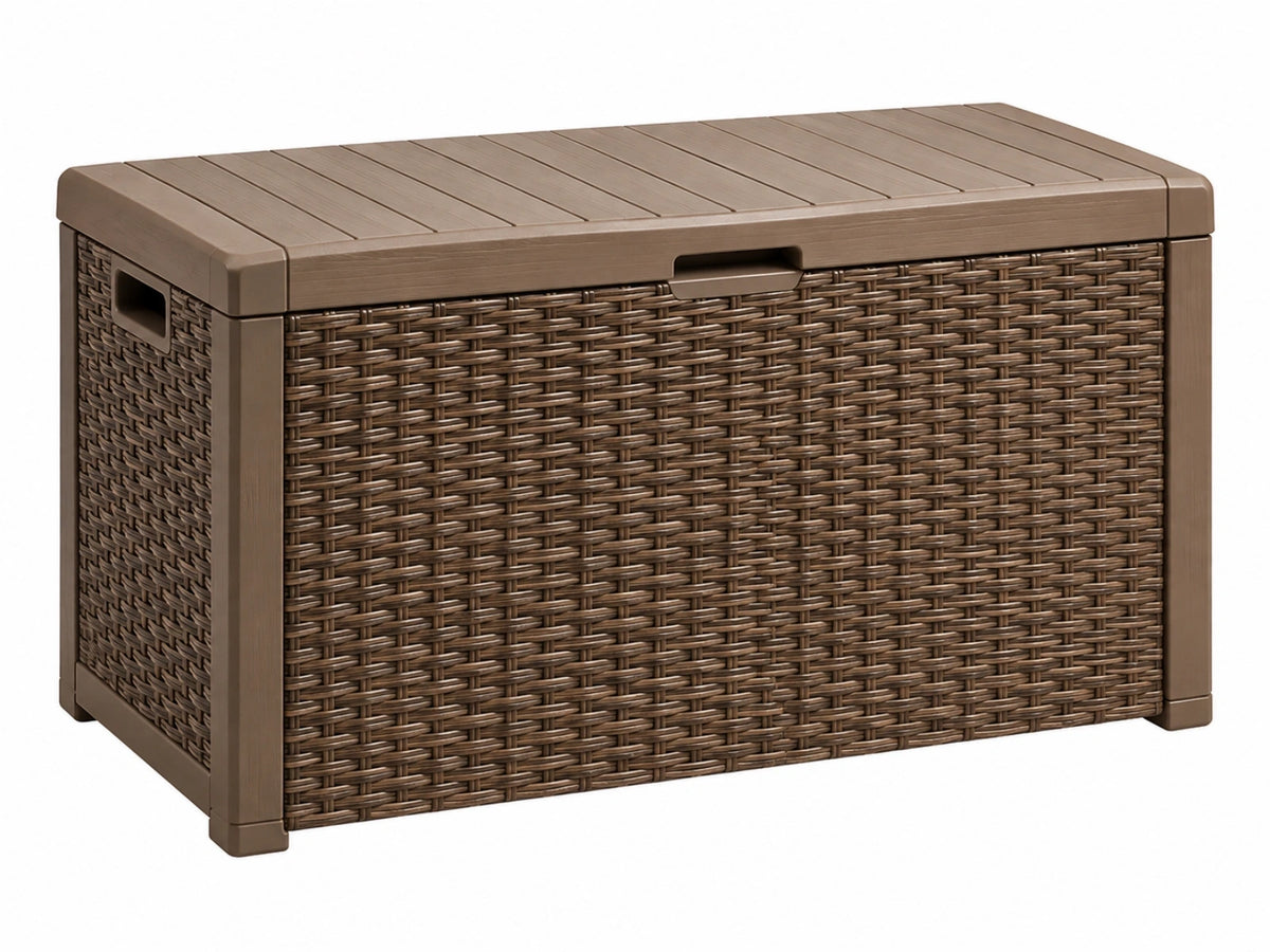 Aufbewahrungsbox 120 x 60 x 65 cm Kunststoff Braun für Garten mit Deckel