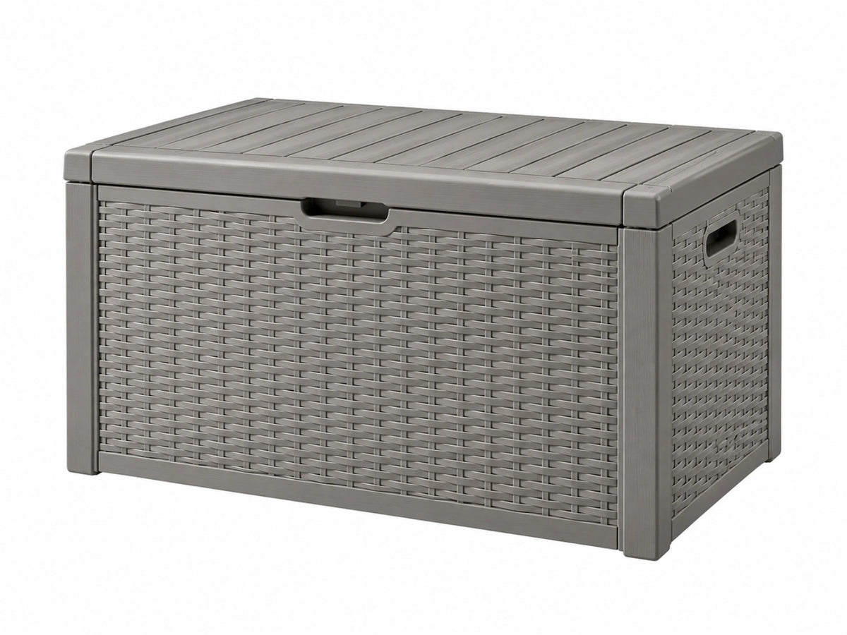 Aufbewahrungsbox 120 x 60 x 60 cm Kunststoff Grau für Garten und Terrasse mit Deckel