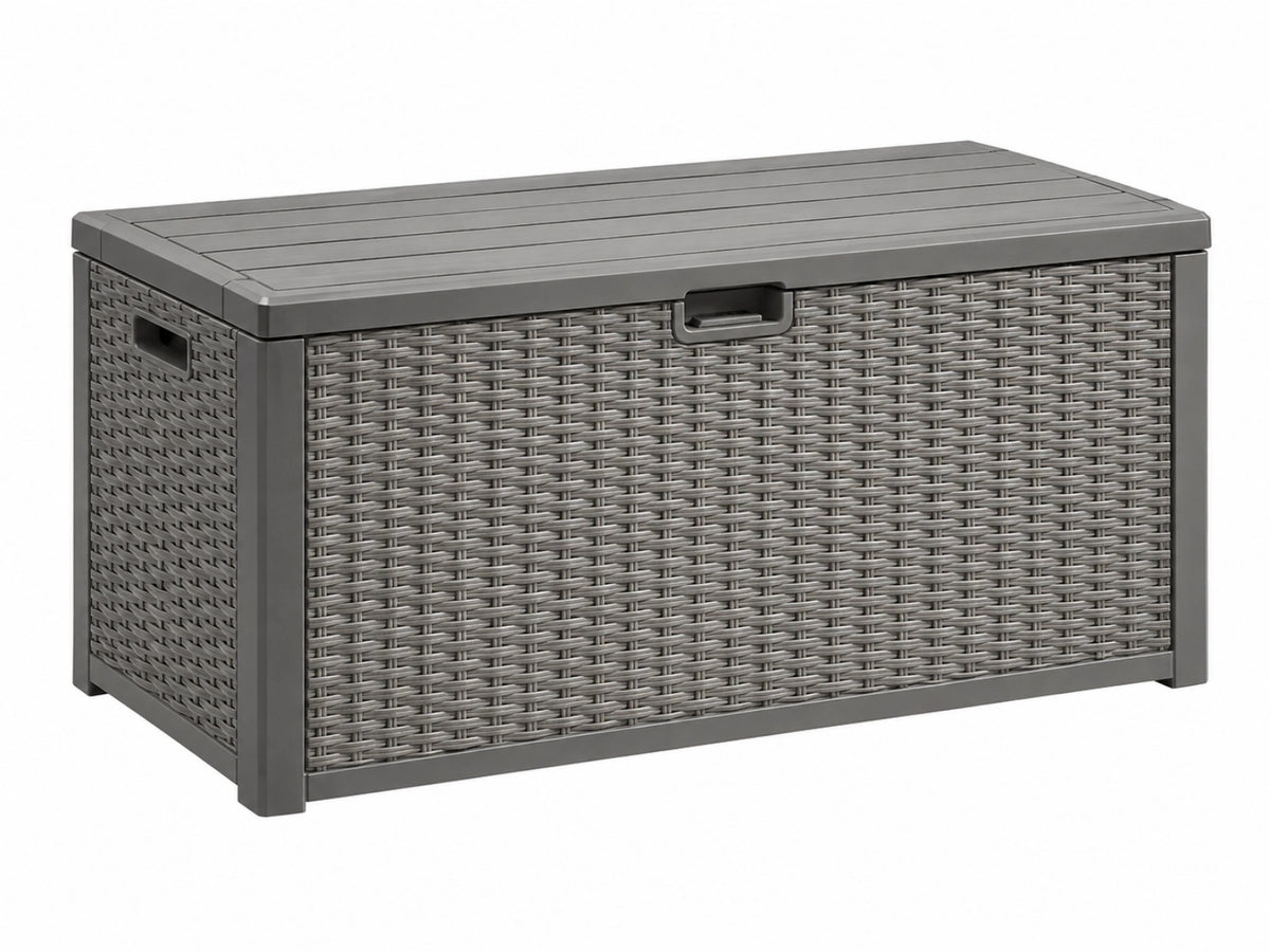 Aufbewahrungsbox 120 x 56 x 63 cm Kunststoff Grau für Garten mit Klappdeckel