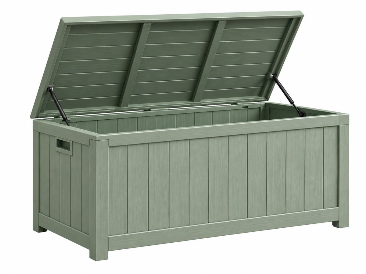 Garten-Aufbewahrungsbox 120 x 50 x 60 cm Kunststoff Grün mit Klappdeckel