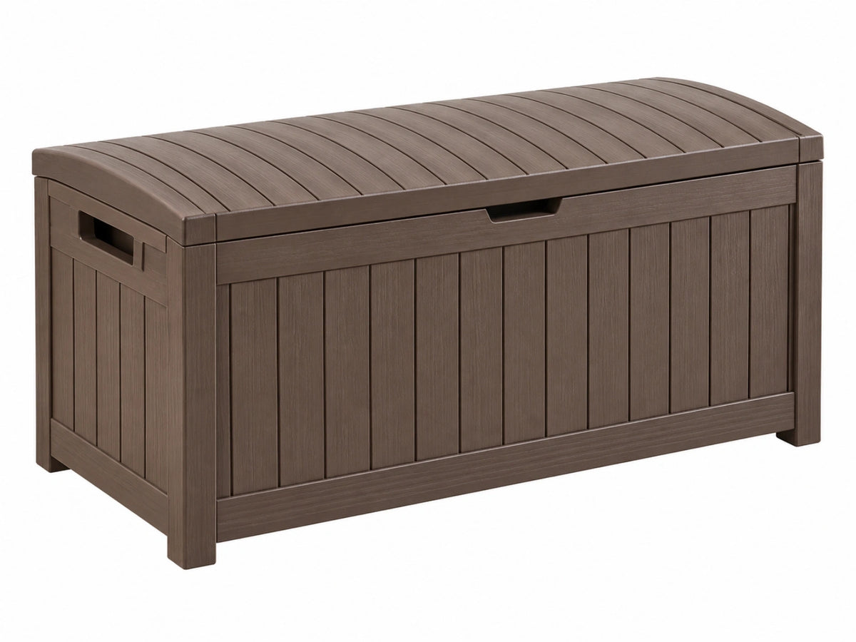 Garten-Aufbewahrungsbox 120 x 60 x 63 cm Kunststoff Braun mit Sitzdeckel