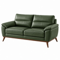 2-Sitzer Sofa 170 cm Kunstleder Dunkelgrün mit Holzfüßen im Mid-Century-Stil