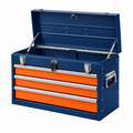 Werkzeugkasten 76 x 40 x 49 cm aus Stahl Blau Orange mit 3 Schubladen