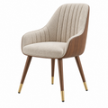 Polsterstuhl 62 x 65 x 88 cm Beige Braun mit Holzgestell und gerippter Rückenlehne